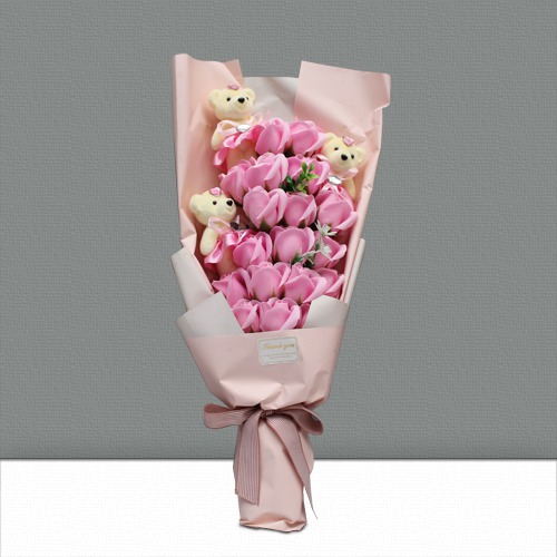 Especially For You| Pink Roses Bouquet With Teddy Bear