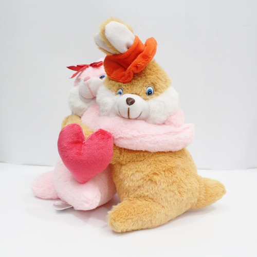 Romantic Cute Couple Bunny With Pink Heart