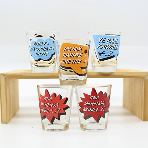 Shot Glass Set with Heavy Wooden Base