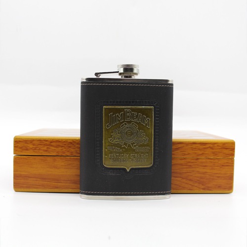 Wooden Hip Flask and Playing Card, Dice Set
