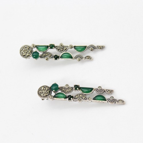 Green Colour Silver Finish Studded With Stones | Green Stone Earrings | Earrings