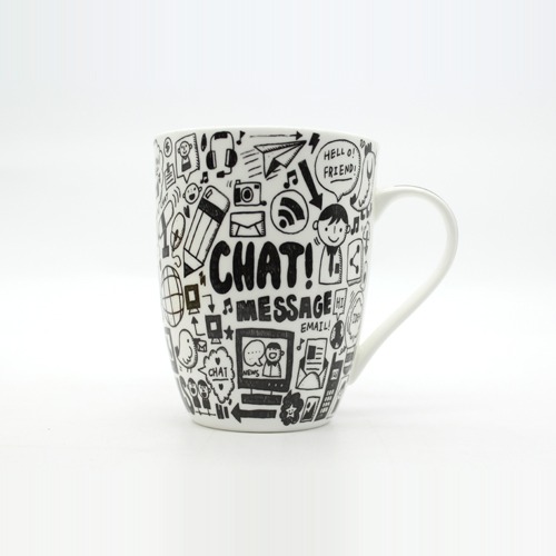 Black And White Printed Ceramic Coffee Mug