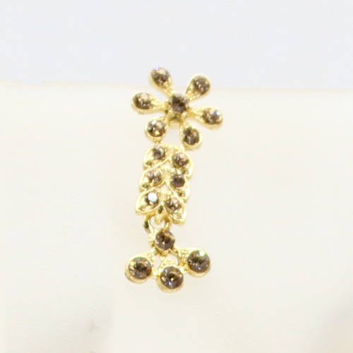 Diamond Gold Plated Floral Design Necklace With Earrings