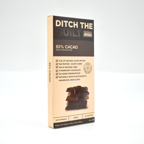 85% Cacao Vegan Dark Chocolate - Zero Sugar Added - Stevia Sweetened - High Protein