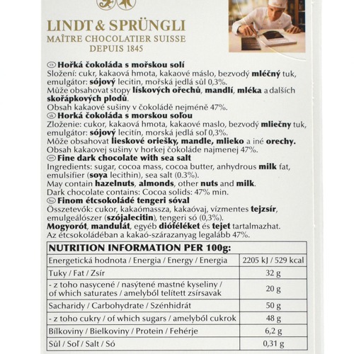 Lindt Excellence Sea Salt Chocolate Bar 100g