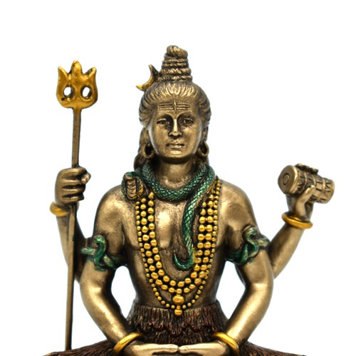 Lord Shiva Idol Wearing Rudraksha Mala Sitting On Tiger With Trishul And Damru