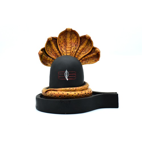 Shivling With Sheshnag Idol Brown And Black Colour Shivling,