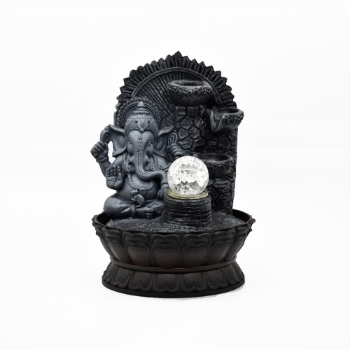 Ganesha Water Fountain With Rolling Ball With Multi-Coloured LED Lights For Home Decor