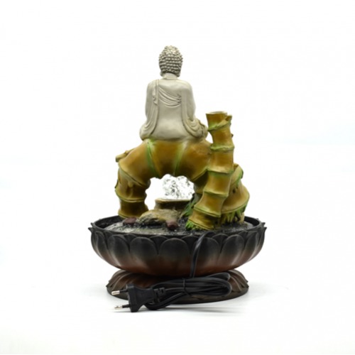 Water Fountain Buddha Statue waterfall Ornaments With Colourful Lights Crystal Ball For Home And Office Decor