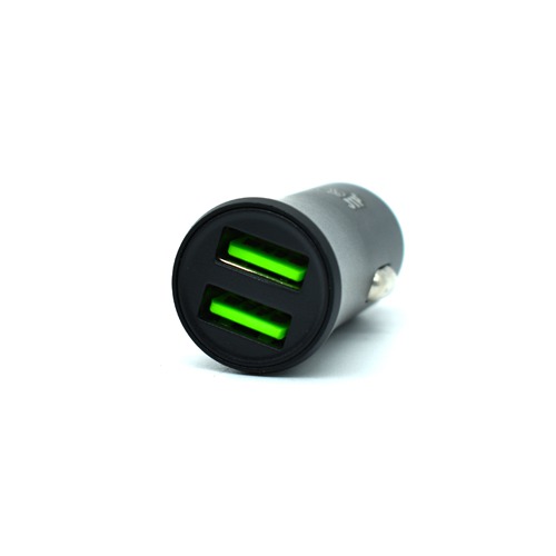 Dual USB Car Charger Adapter Socket with Micro USB Charging Cable - Black
