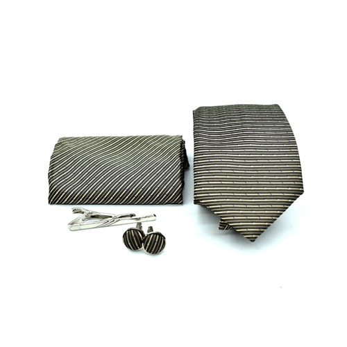 Neck Tie and Pocket Square with Cufflink Combo Gift Set