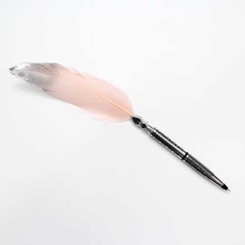 Natural Goose Feather Quill Ballpoint Pen Fashion Design (Rose Bud, Silver) |  Best Ball Pens for Smooth Writing | Gifting Pens | Premium Ball Pens