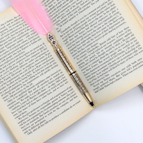 Goose Feather Ballpoint Pen Fashion Design (Light Pink) | Premium Ball Pens | Smooth Writing | Gifting Pens | Pen For Office Use
