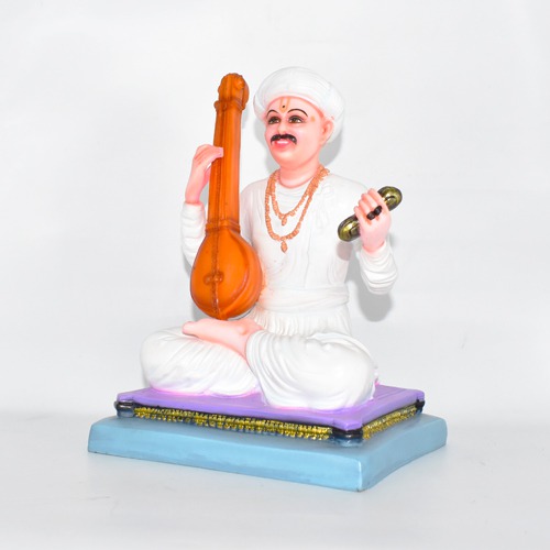 Sant Tukaram Maharaj Statue | Sitting Sant Tukaram Statue, Fiber Statue, White Colour, ( 12