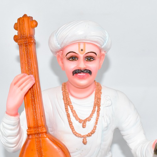 Sant Tukaram Maharaj Statue | Sitting Sant Tukaram Statue, Fiber Statue, White Colour, ( 12