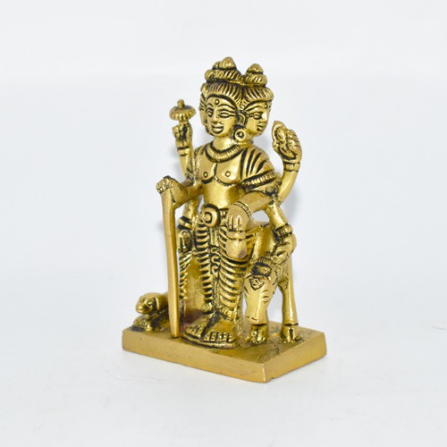 Antique Dattatreya Bhagwan Idol/ Guru Dattatreya Brass Idol for Home Temple | Yellow Colour