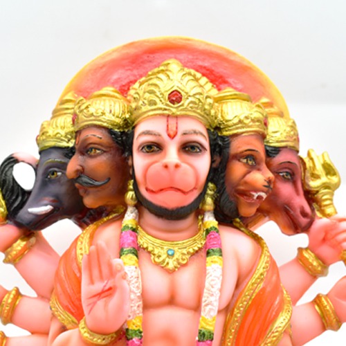 Fiber Panchamukhi Hanuman Idol Bajrangbali Sankat Mochan Bhagwan Idol for Temple car Dashboard Home Decor Statue Gift