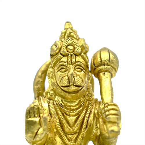 Brass Hanuman Ji Murti Is Blessing Posture With Gada
