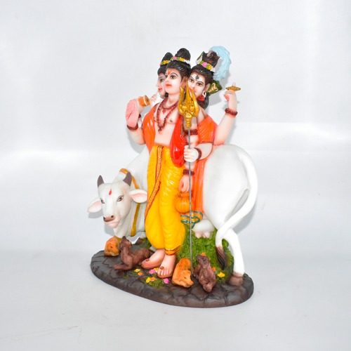 Antique Dattatreya Bhagwan Idol/ Guru Dattatreya Fiber Idol for Home Temple| Multicolour (11.5