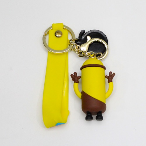 Yellow and Brown Minion With Lanyard Keychain | Premium Action Character 3D Rubber Silicone Keychain For Car & Bike Gifting With Key Ring Anti-Rust