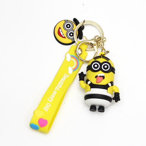 Jailor Minion with Lanyard Keychain | Multicolour Hard Rubber Design Keychain for Car Bike Home Keys for Men and Women