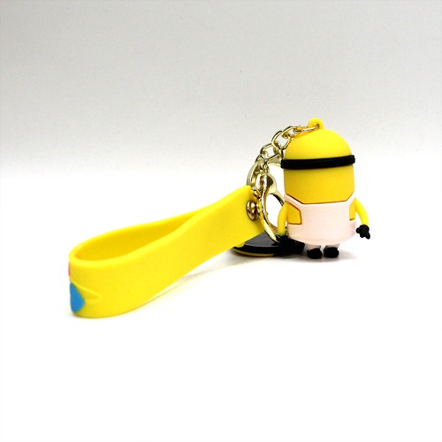 Pink Minion With Lanyard Keychain | Premium Action Character 3D Rubber Silicone Keychain For Car & Bike Gifting With Key Ring Anti-Rust