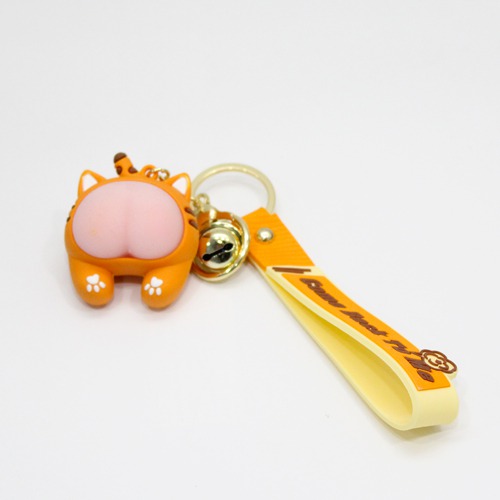 Orange Tiger Buttocks Butt Keychain with Lanyard | Multicolour Hard Plastic Design Keychain for Car Bike Home Keys for Men and Women