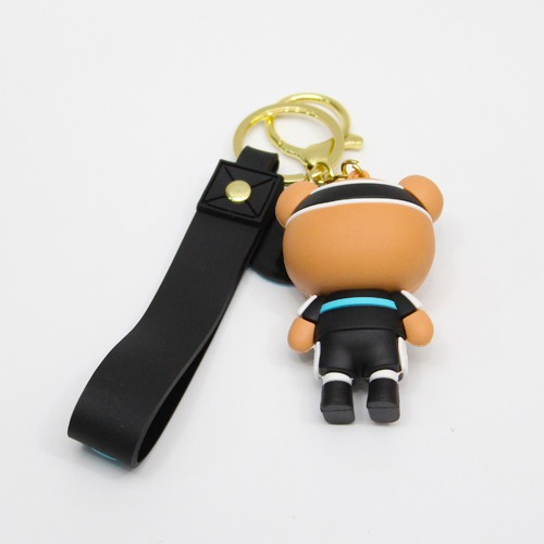 Brown 3D Teddy Bear Keychain With Lanyard | Premium Action Character 3D Rubber Silicone Keychain For Car & Bike Gifting With Key Ring Anti-Rust