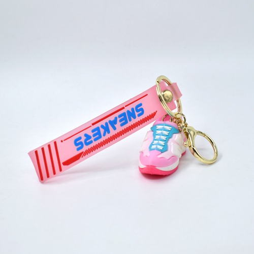 Pink 3 D Sneaker Keychain | 3D Rubber Silicone Keychain for Car & Bike Gifting with Key Ring Anti-Rust | Home Keys for Men and Women