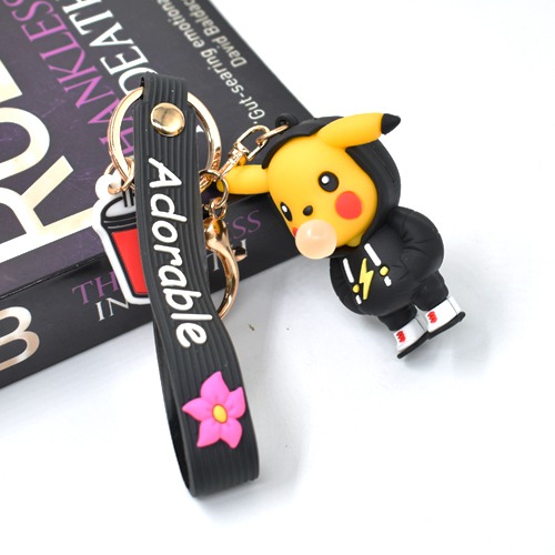 Blow Bubble Pikachu Keychain | Premium Action Character 3D Keychain For Car & Bike Gifting With Key Ring Anti-Rust