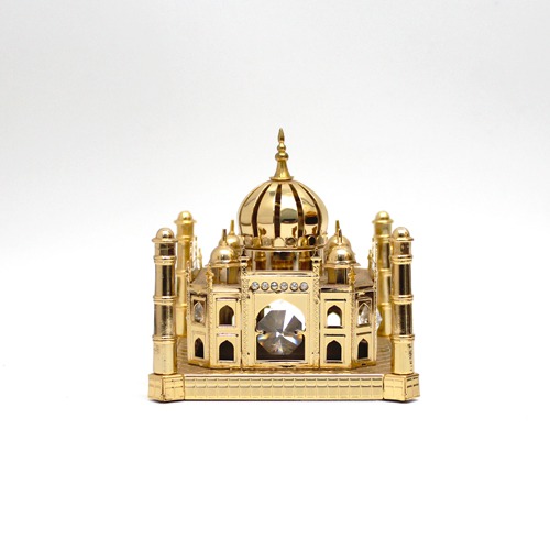 Gold Plated Taj Mahal Showpiece with studded Crystal
