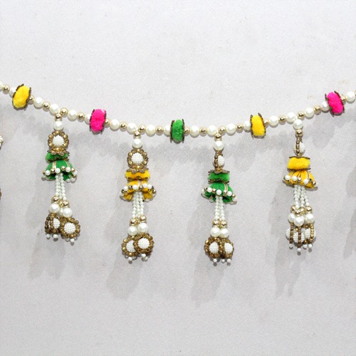 Beautiful Handmade Multicolour Traditional Elegant Pearls Door Hanging Toran