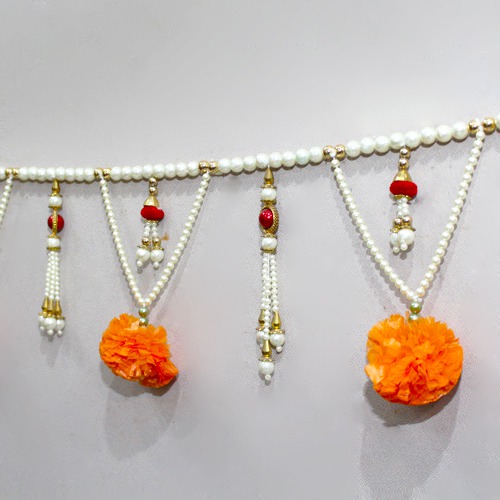 Artificial Marigold Flower And Pearl Door Hanging