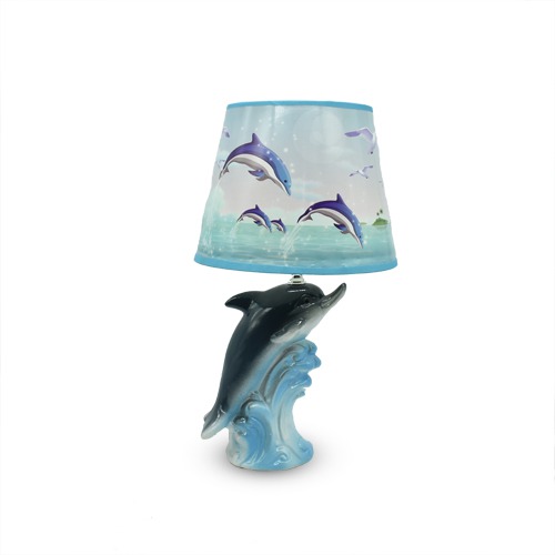 Blue Fabric Shade With the Dolphin Shape Table Lamp For Home Decor , Desktop