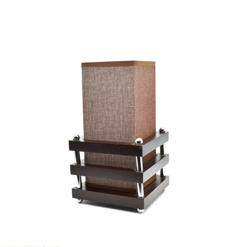 Brown Wooden Textured Fabric Rectangular Table Lamp For Office, Home Decoration