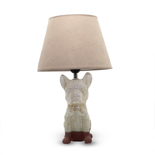 Brown  Fabric Shade With  Ceramic  Dog  Shape Table Lamp  For Home & Office Dcor