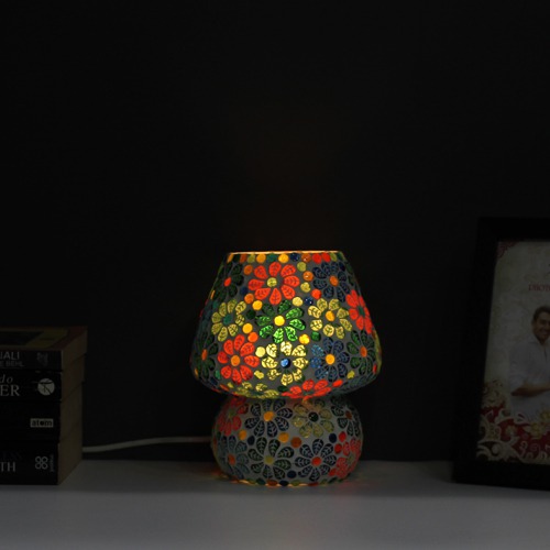 Muticolour Mosaic Style Dome Shape Table Lamp For Home & Office Decor