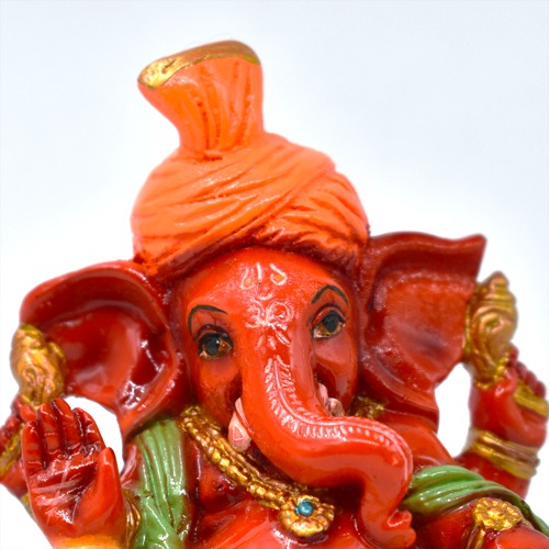 Red Colour Feta Ganesha Murti for Car Dashboard