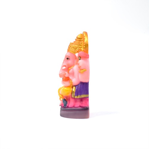 Pink Colour Small Sitting Ganesha Murti for Car Dashboard