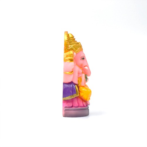 Pink Colour Small Sitting Ganesha Murti for Car Dashboard