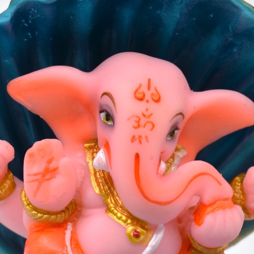 Ganesha Sitting In shell Statue For Car Dashboard