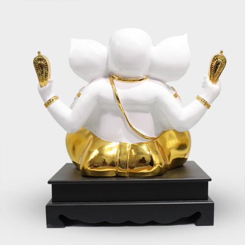 White and Gold Ganesha Idol For Home and Office Decor
