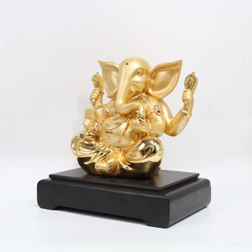 Golden Ganesh Idol For Office Decor