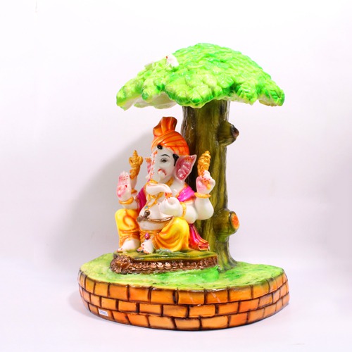 Sitting Under Tree Ganesha Idol For Home Decor
