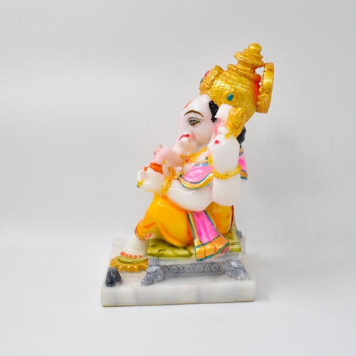 White Marble Finish Ganesha Idol Showpiece For Home And Office
