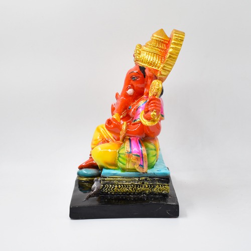 Lord Ganesha Idol In Orange Colour For Office and Home Decor