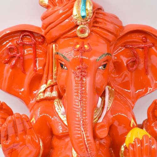 Orange Feta Ganesh Idol for Home Decor