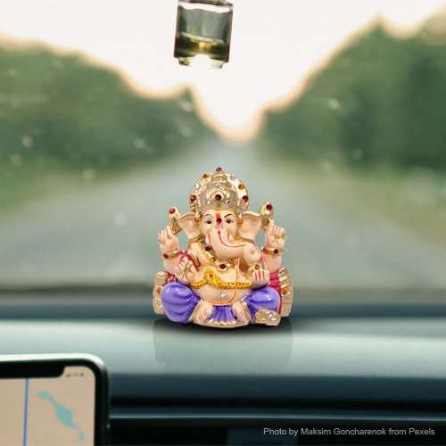 Ganesha With Swarovski Ganesha Idol For Car Dashboard