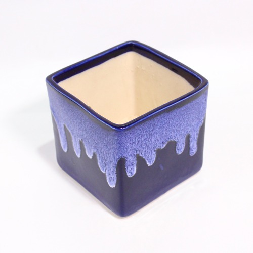 Blue Hand Dipped Glaze Rectangle Pot | Ceramic Pots for Indoor Plants Garden Decoration Items Outdoor & Table Planters for Living Room