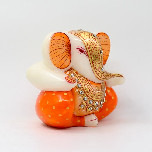 Orange Diamond Studs Appu Ganesha Idol For Home & Office Decor